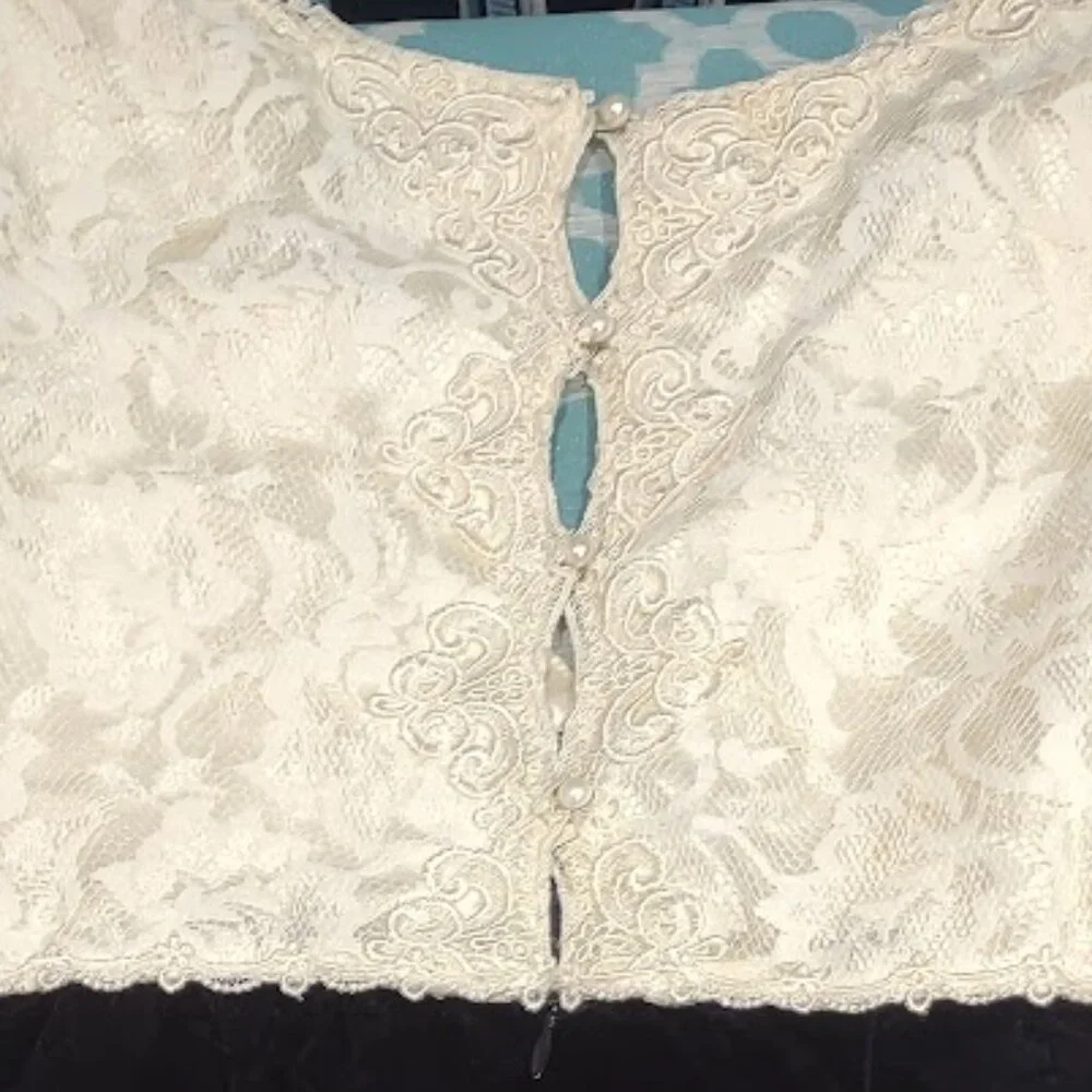 SCOTT MCCLINTOCK VINTAGE 80S/90S BLACK VELVET WITH CREAM LACE BODICE MAXI 6